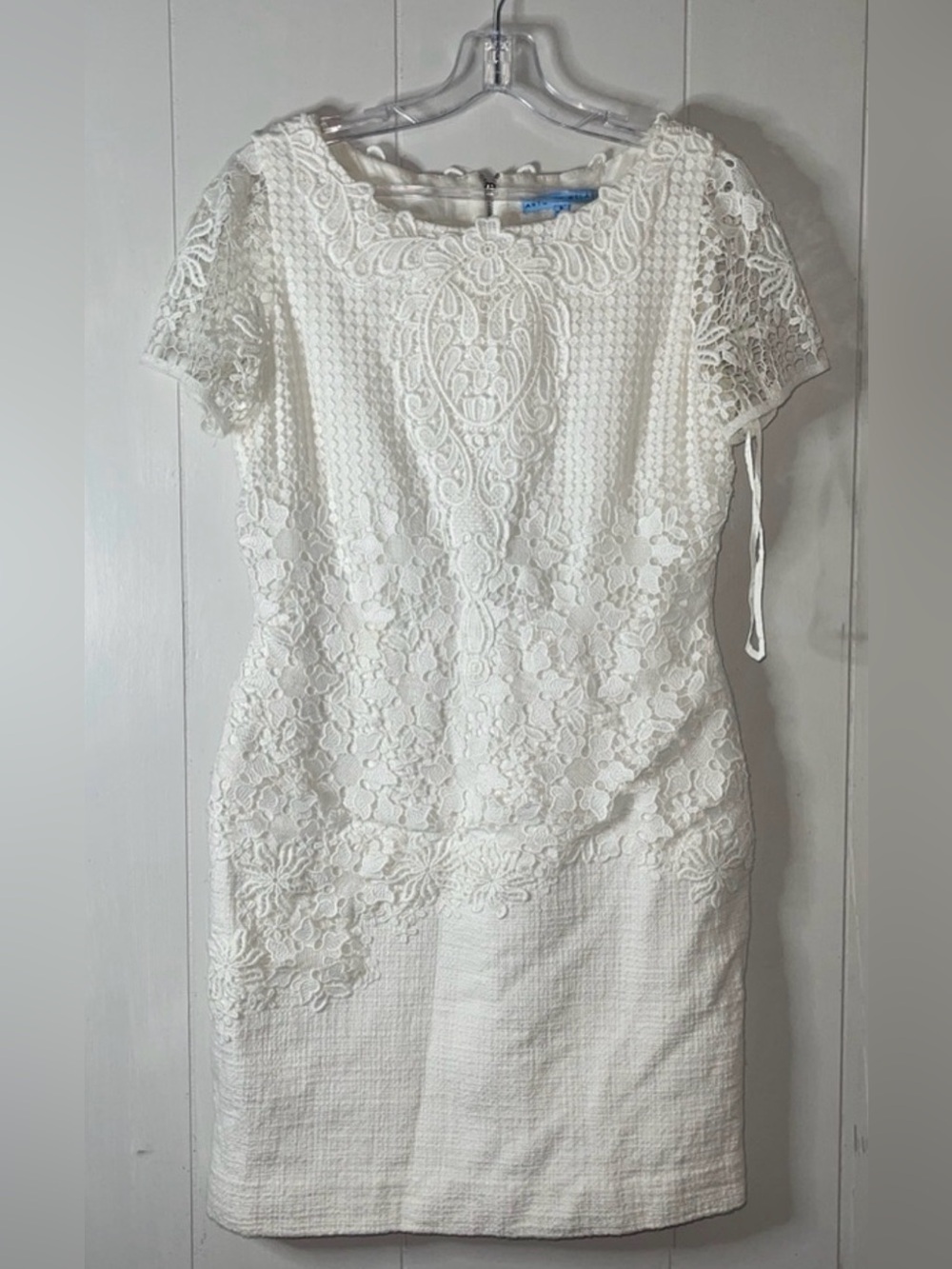 💍👰‍♀️🕊️Antonio Melani sz8 White Cotton Floral Lace Fitted Sheath BEAUTIFUL EUC